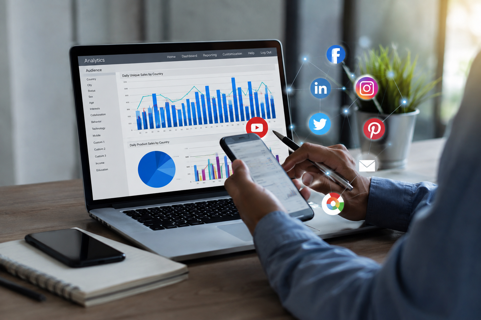 Digital marketing analytics and connected social channels