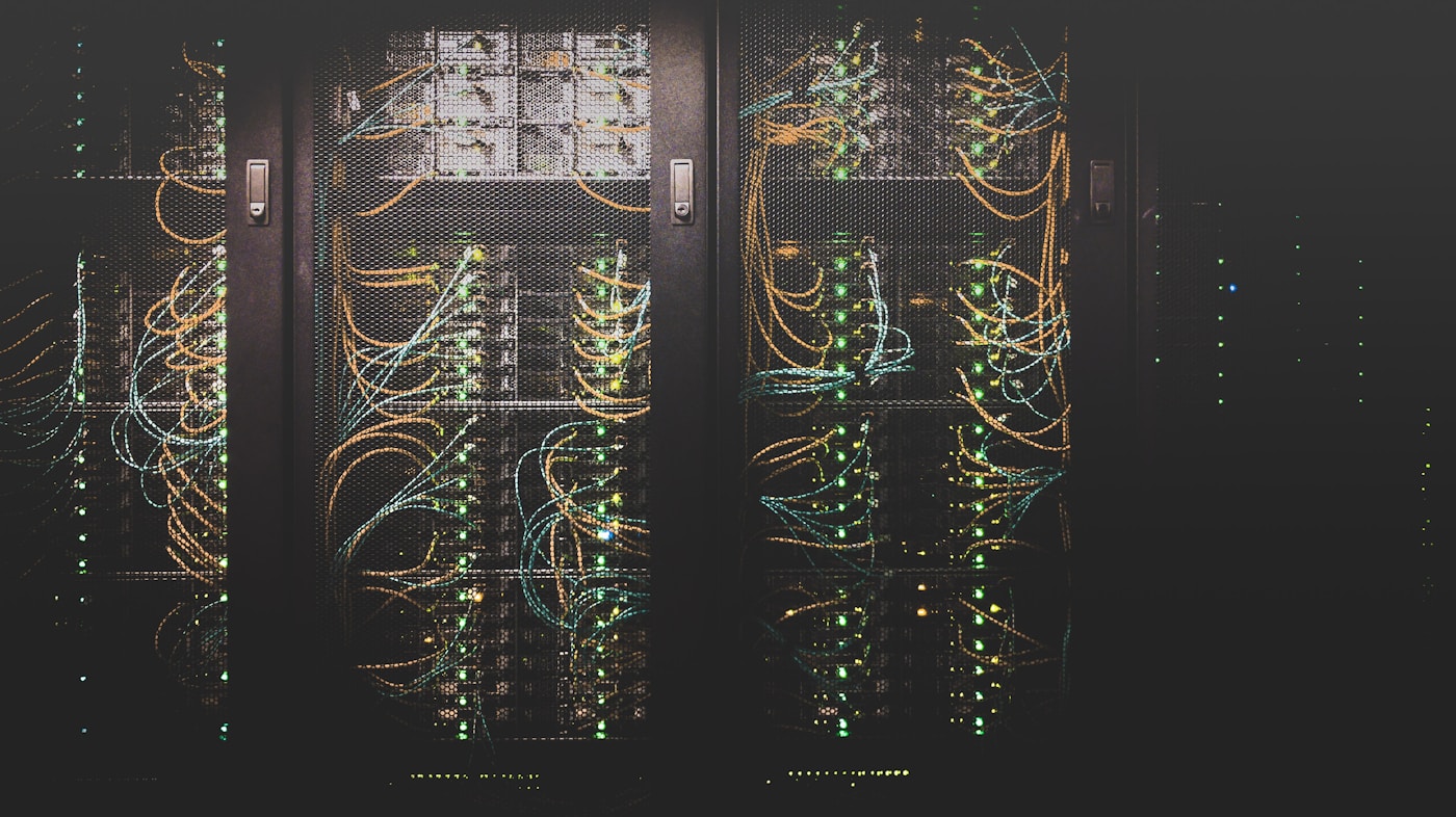Server racks and network equipment in a data centre